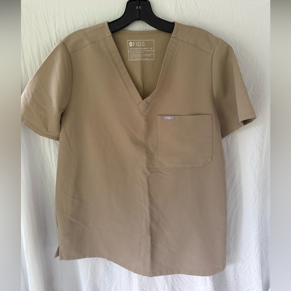 Women's tan FIGS scrub set